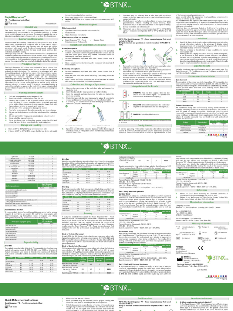 FOB 9V30 (En) Instructions Product Insert 290 | PDF | Clinical Medicine ...