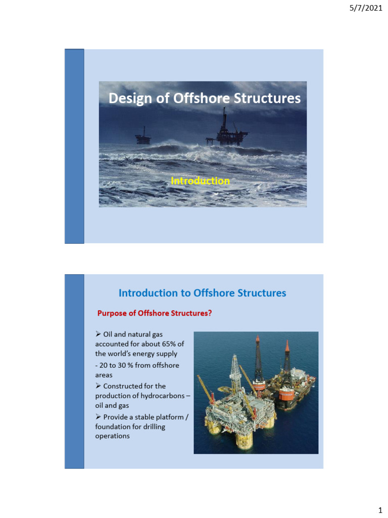 DOS1 - Introduction To Offshore Structures | PDF | Petroleum | Oil Well
