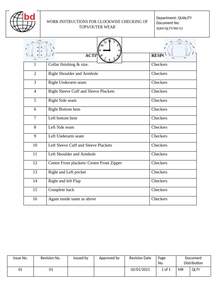 Wi-13 - Work Instructions For Clockwise Checking of Topsouter Wear | PDF