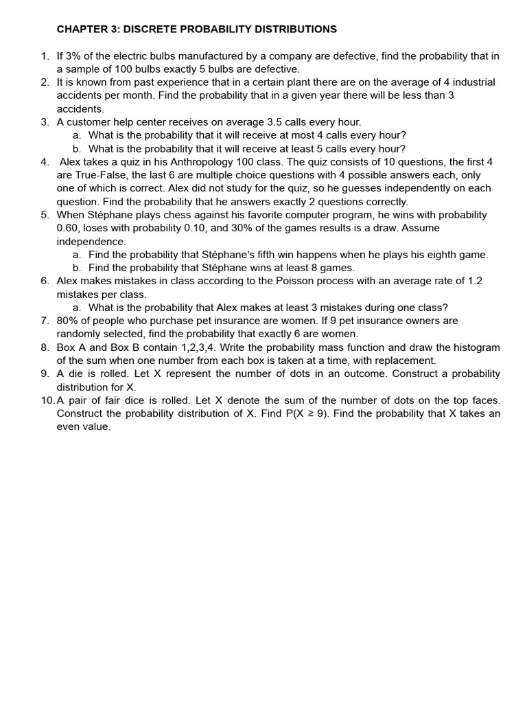 Chapter 3 Exercises | PDF