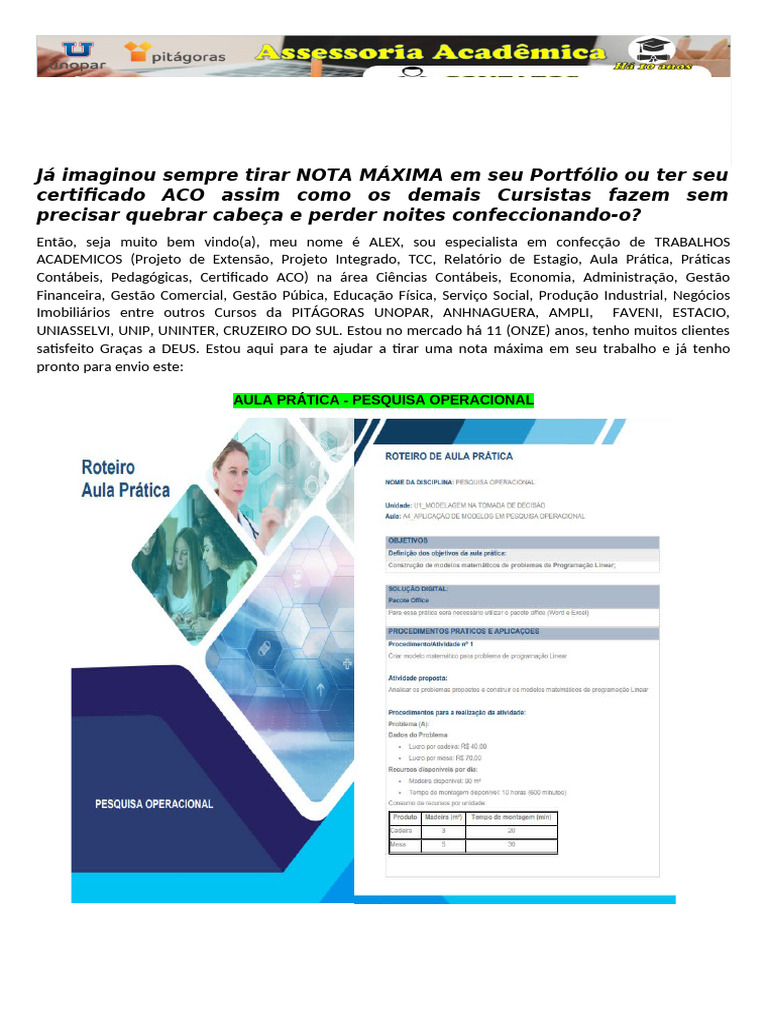 Aula Prática - Pesquisa Operacional. | PDF