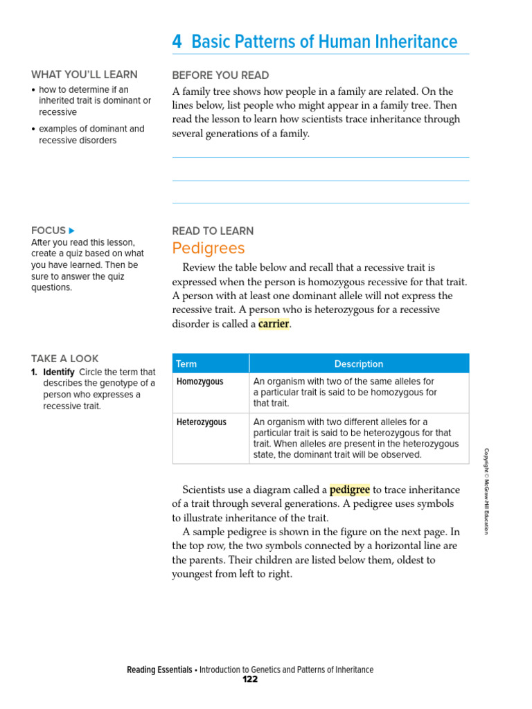 Basic Patterns of Human Inheritance Reading | PDF | Genotype ...