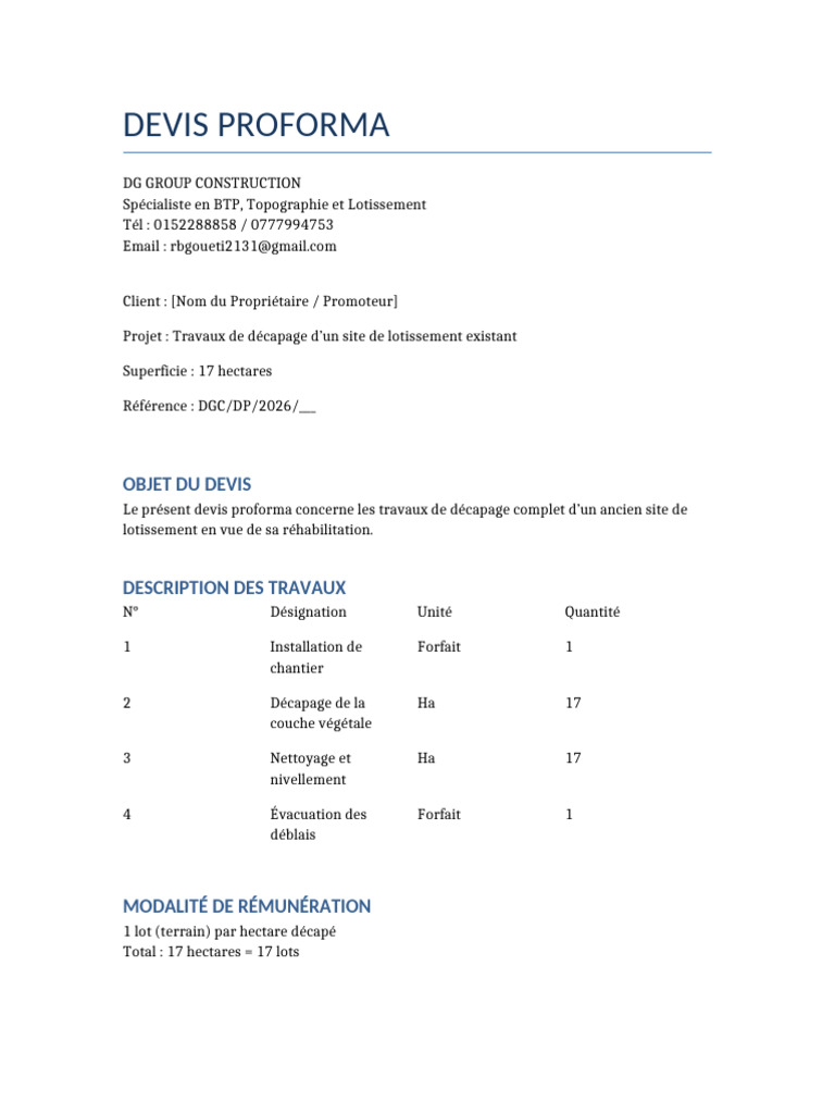 Devis Proforma DG GROUP | PDF