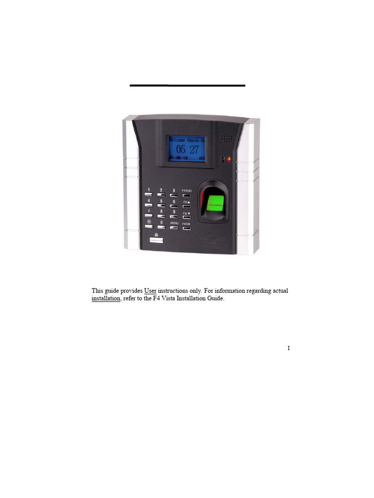 F4 Biometric Access Control Manual | PDF