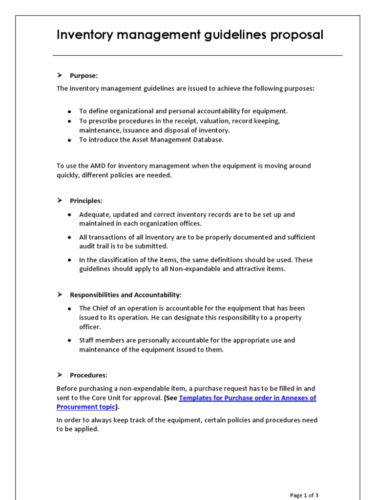 LOG 2 6 WAREHOUSE GUIDELINES Inventory Guidelines Proposal | Records ...