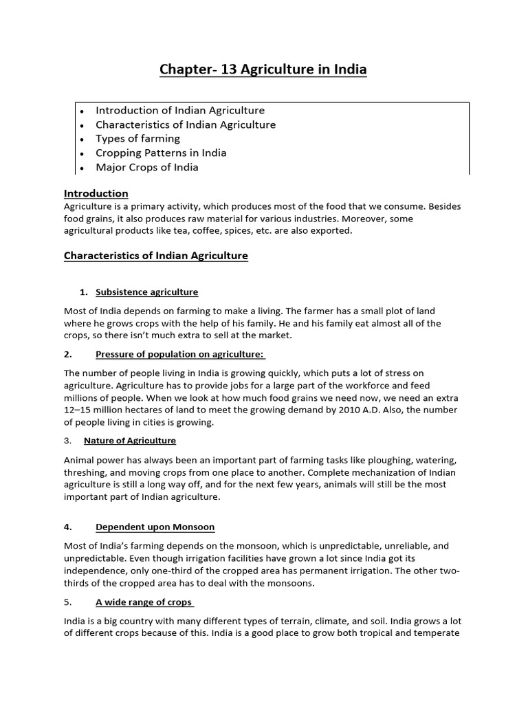 Indian Agriculture | PDF | Agriculture | Crops