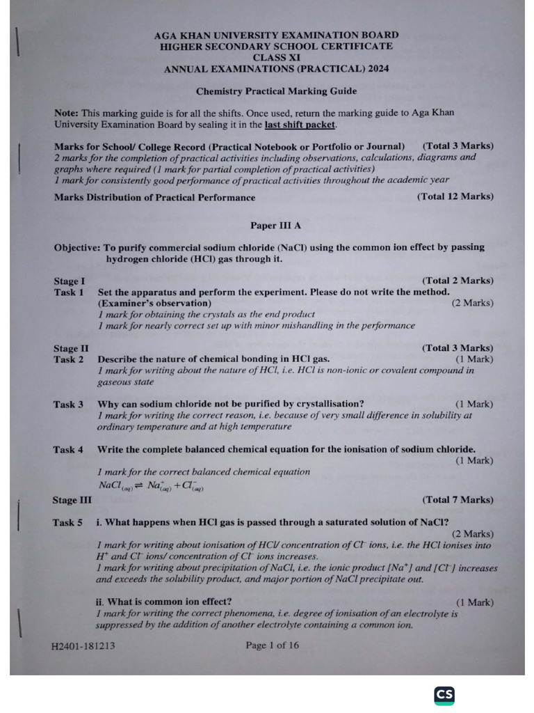 HSSC1 Practical Paper 2024 | PDF