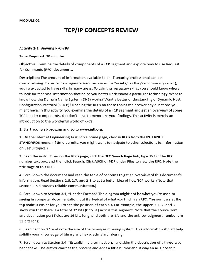 Module 02. Practice - TCP - Ip Concepts Review | PDF | Port (Computer ...