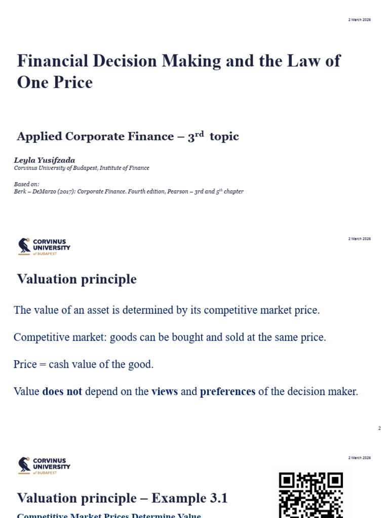 3 Week. Law of One Price | PDF | Net Present Value | Money