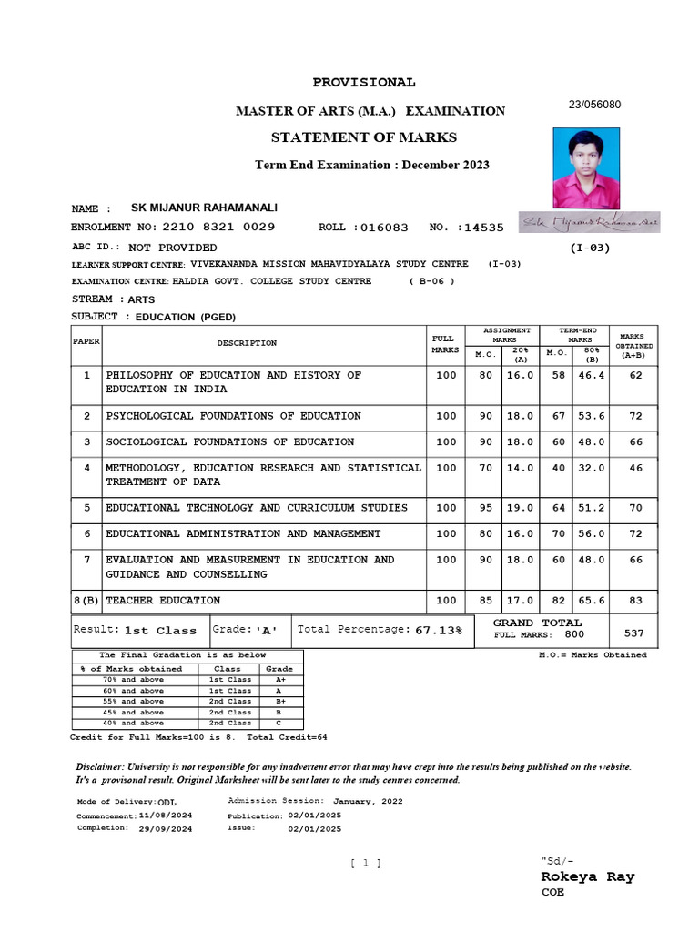 Marksheet 221083210029-1 | PDF | Intelligence | Cognition