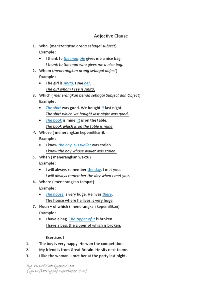 Understanding Adjective Clauses Explained | PDF