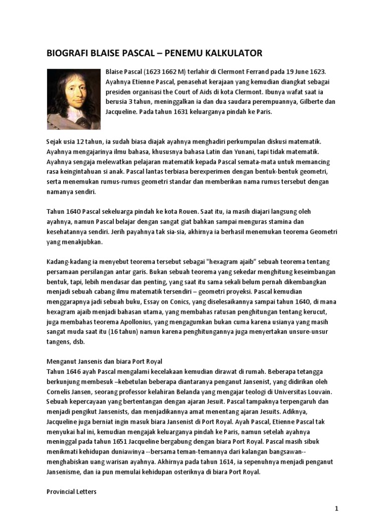 Biografi Blaise Pascal