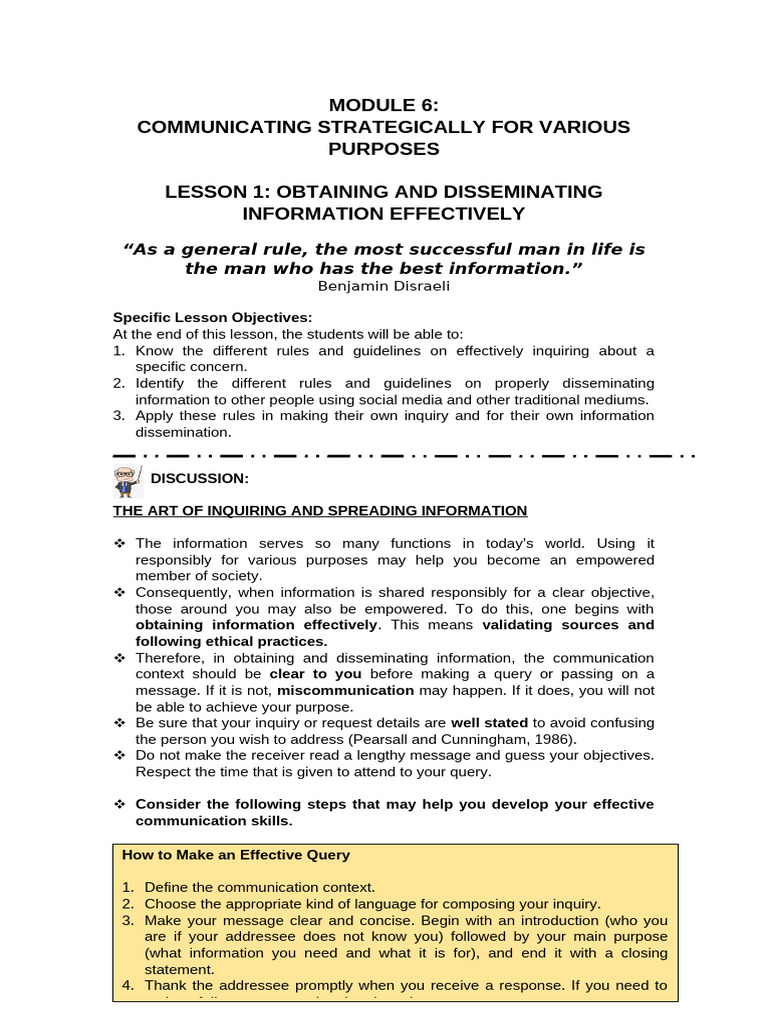Group 3 MODULE 6 Lesson 1 | PDF | Communication | Information