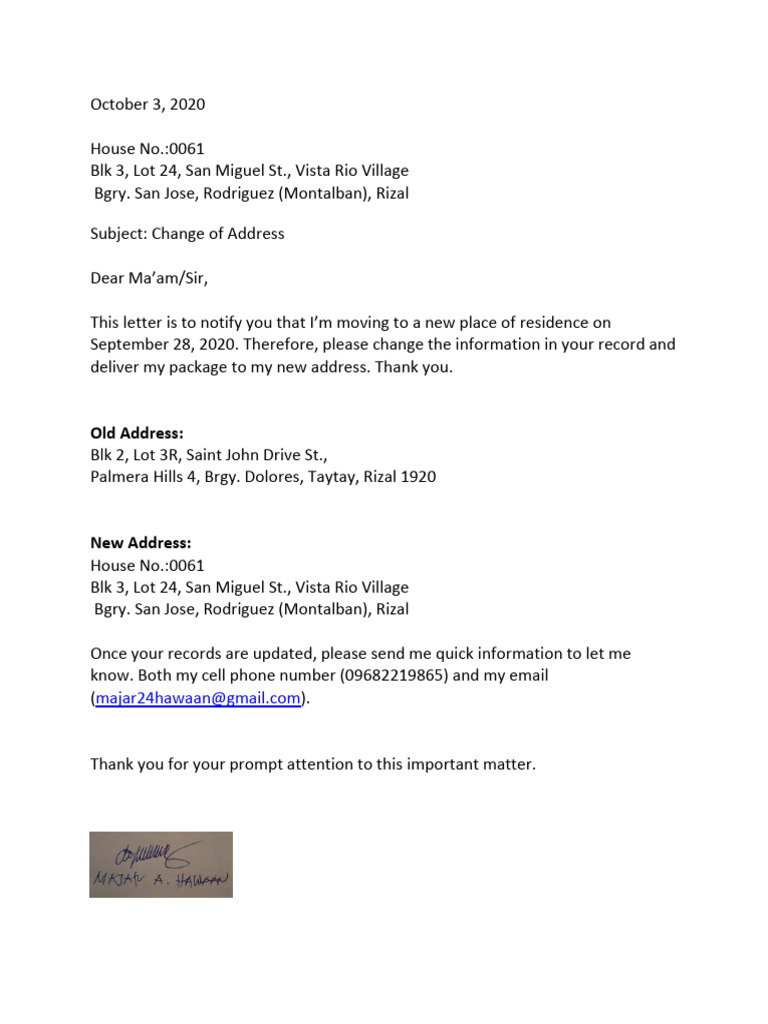 Change of Address | PDF