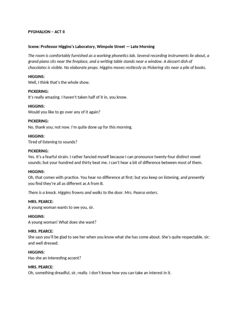 Pygmalion | PDF | Pygmalion (Play)