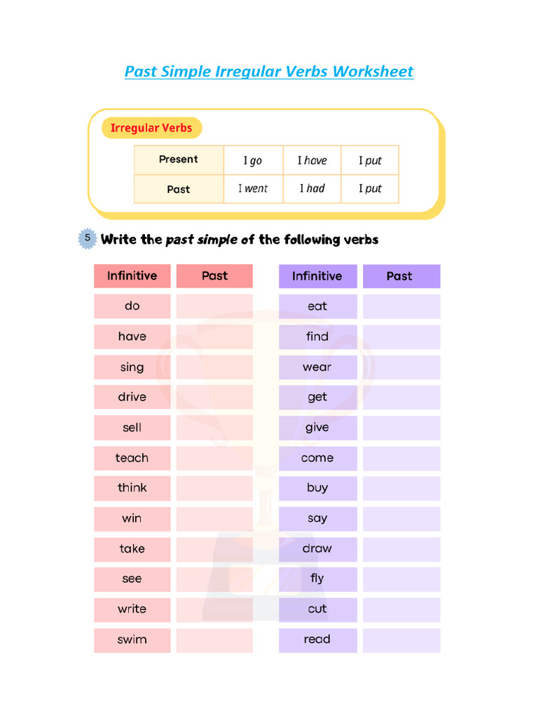 Past Simple Irregular Verbs Worksheet | PDF