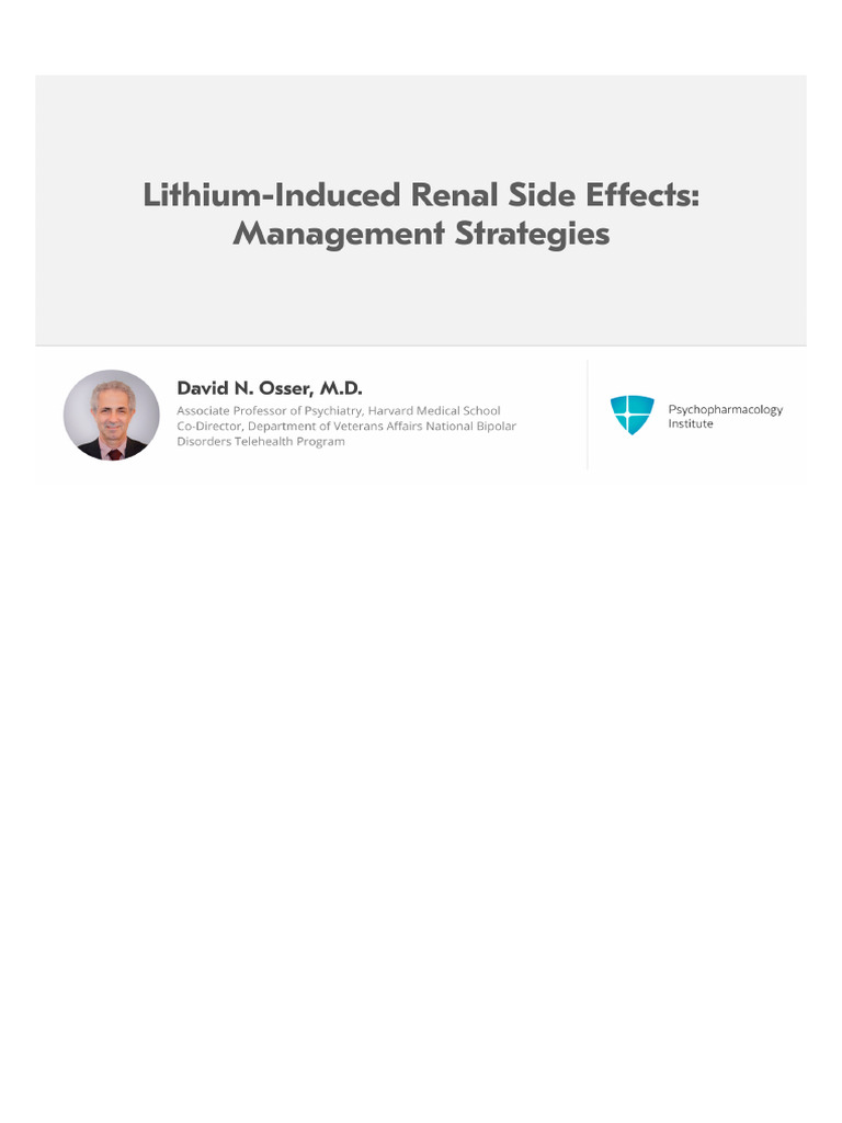Lithium Kidney Effects Management | PDF