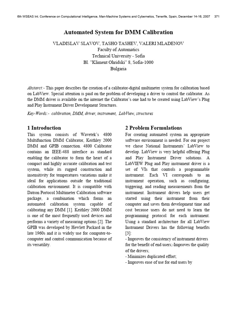Automated System For DMM Calibration | PDF