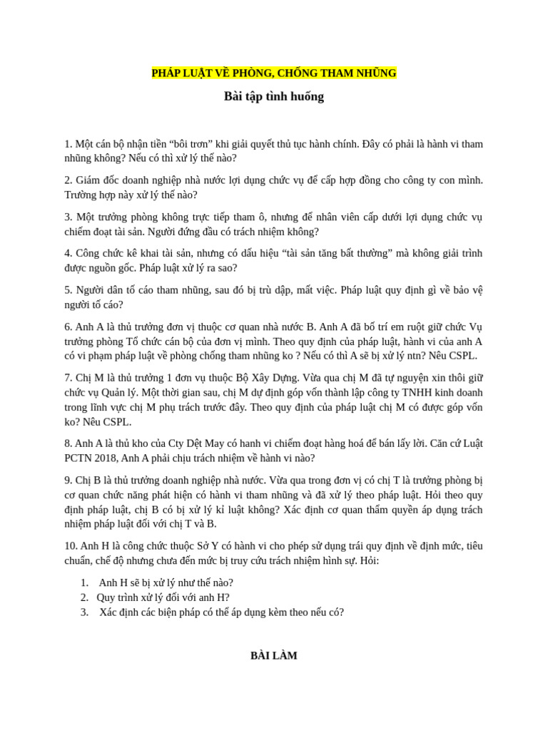 Tình Huống PL PCTN Check | PDF