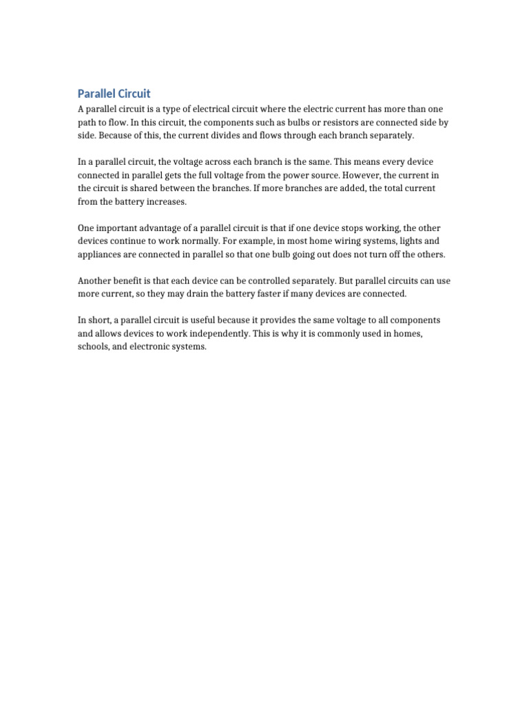 Parallel Circuit Document | PDF