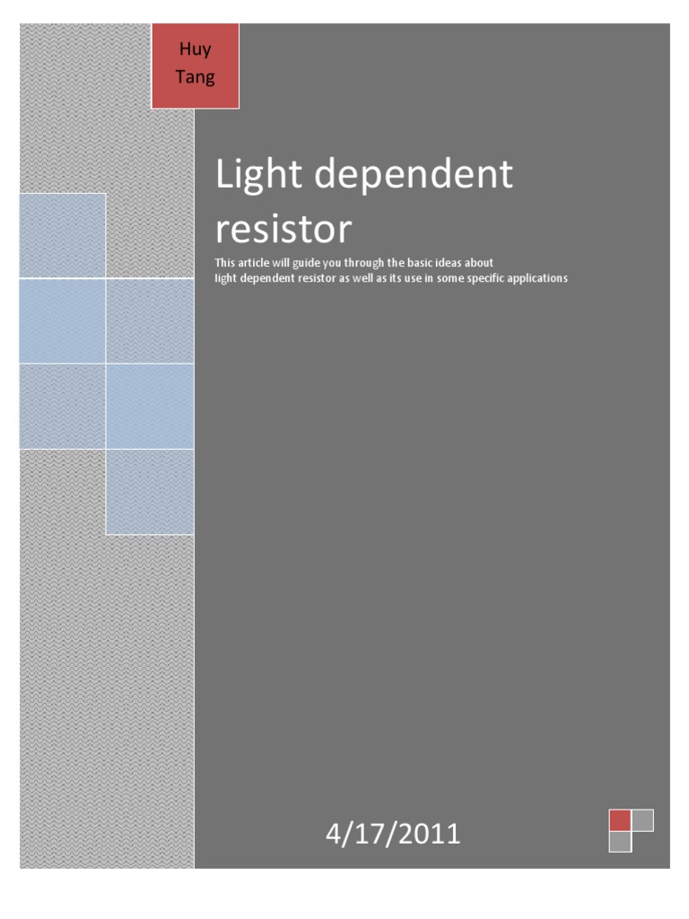 What Is Light Dependent Resistor PDF Resistor Transistor