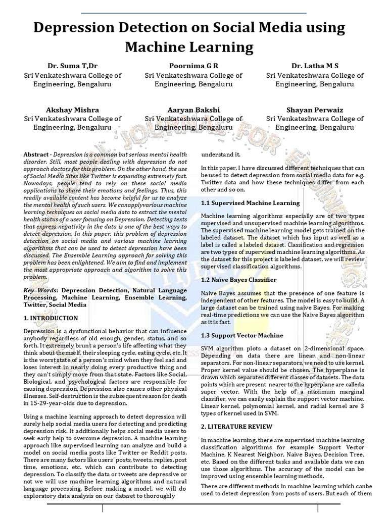 TIJER2305062 | PDF | Support Vector Machine | Machine Learning