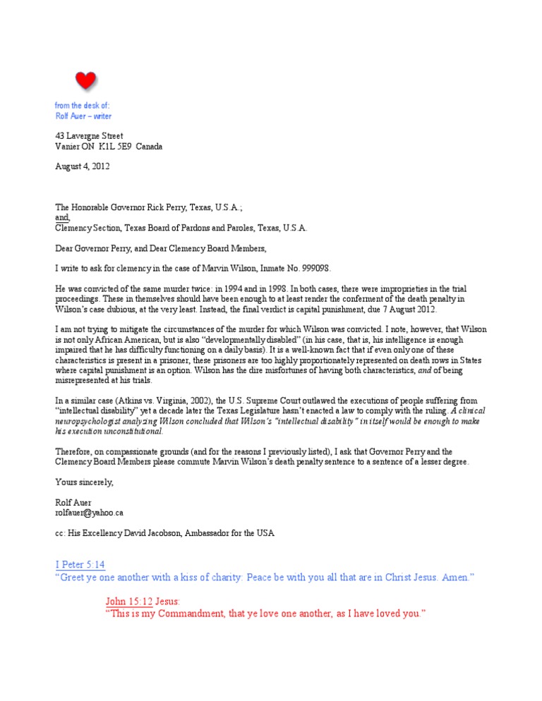 Clemency Request for Marvin Wilson | PDF
