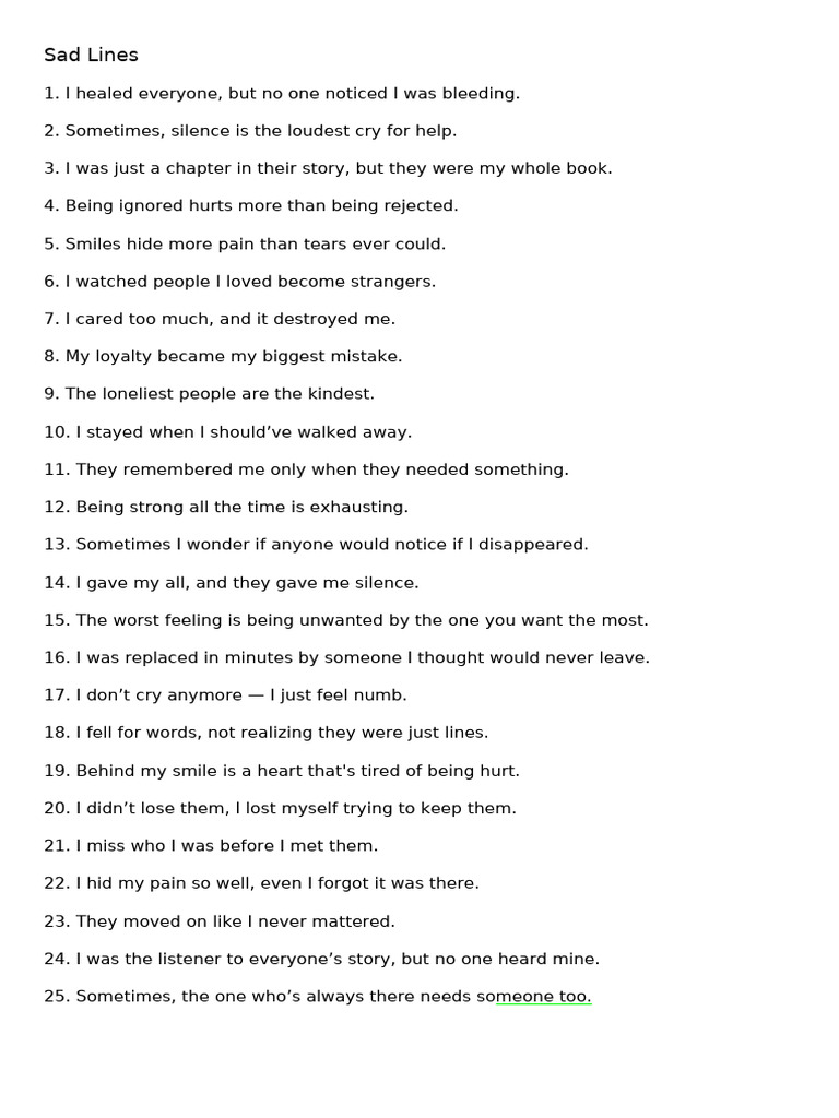 100 Sigma Sad Deep Attitude Lines | PDF