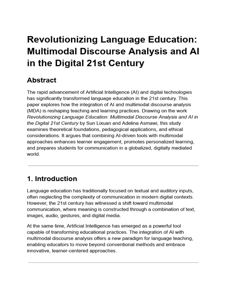 Revolutionizing Language Education - Multimodal Discourse Analysis and ...