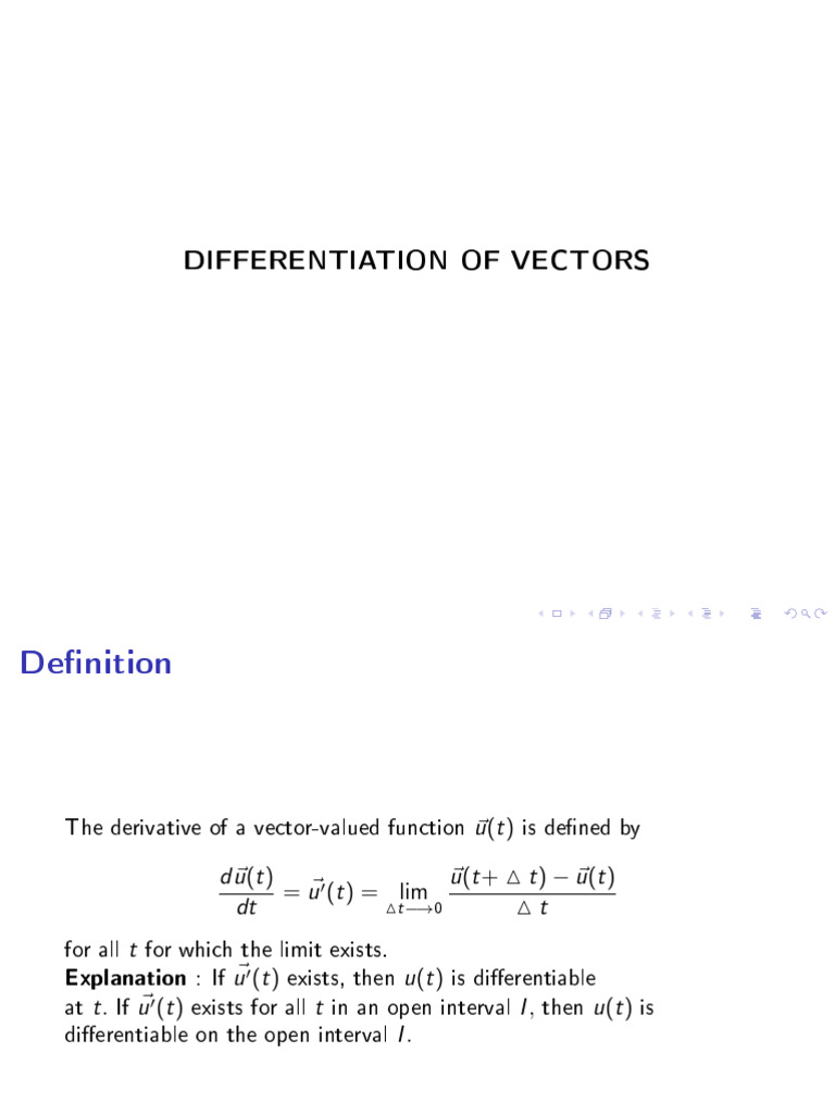 Differentiation of Vectors | PDF | Derivative | Mathematics