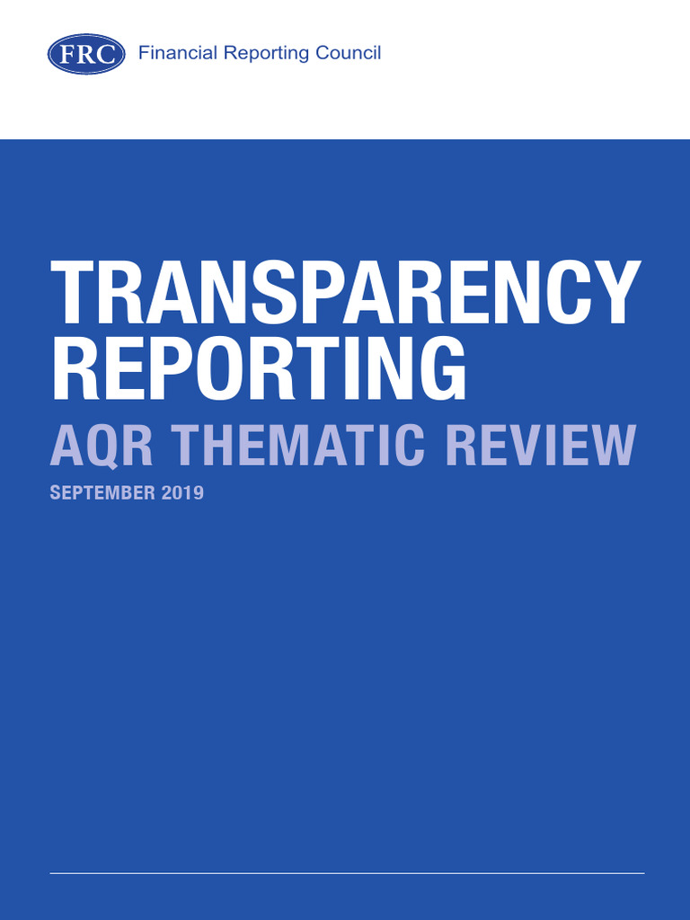AQR Thematic Review - Transparency Reporting Sept 2019 | PDF | Audit ...