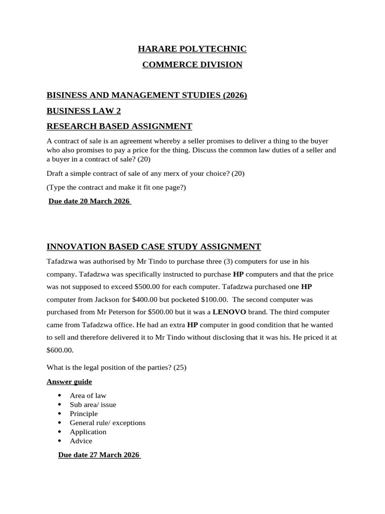 Law 2 Assignments | PDF