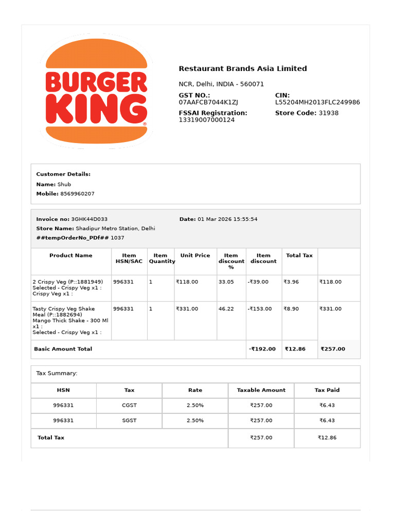 BK Invoice | PDF