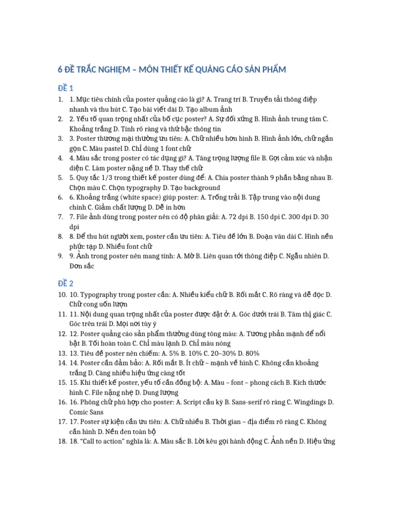 6 de Trac Nghiem | PDF