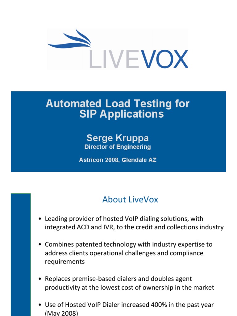 LiveVox SIP Load Testing Overview | PDF | Session Initiation Protocol ...