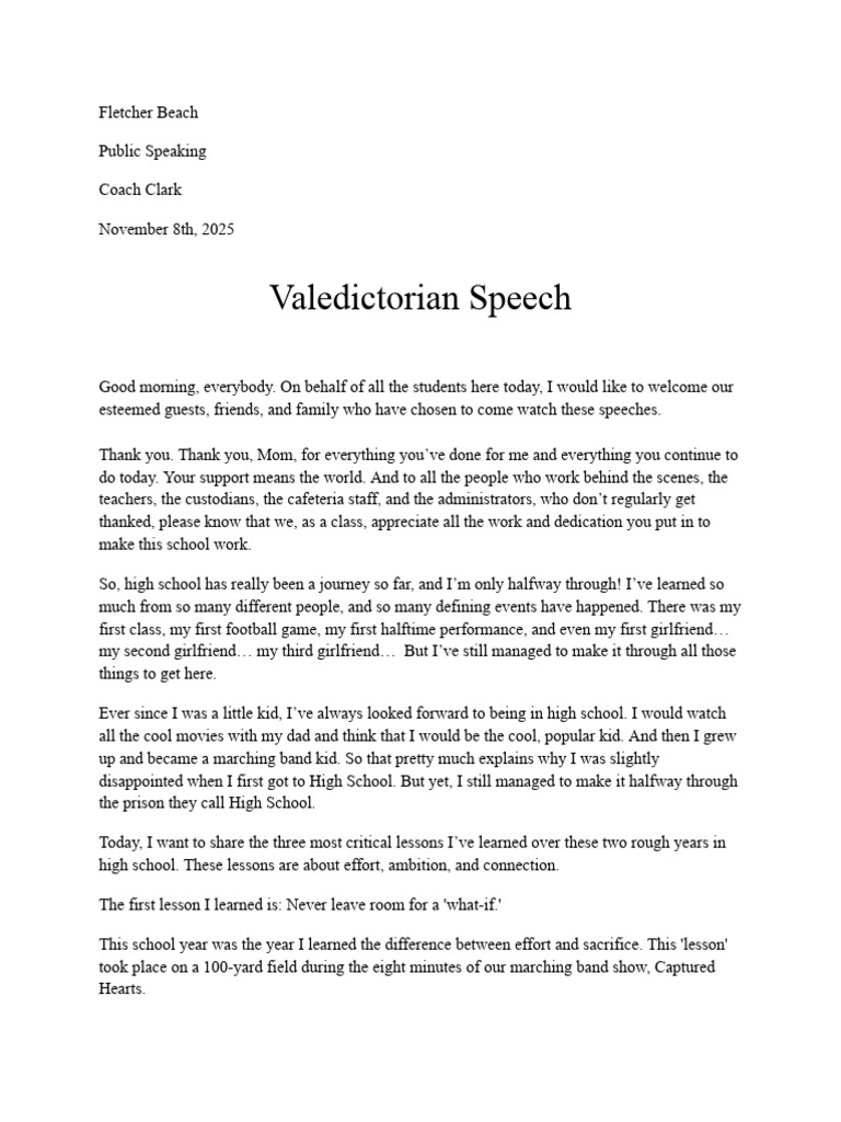 Full Valedictorian Speech | PDF