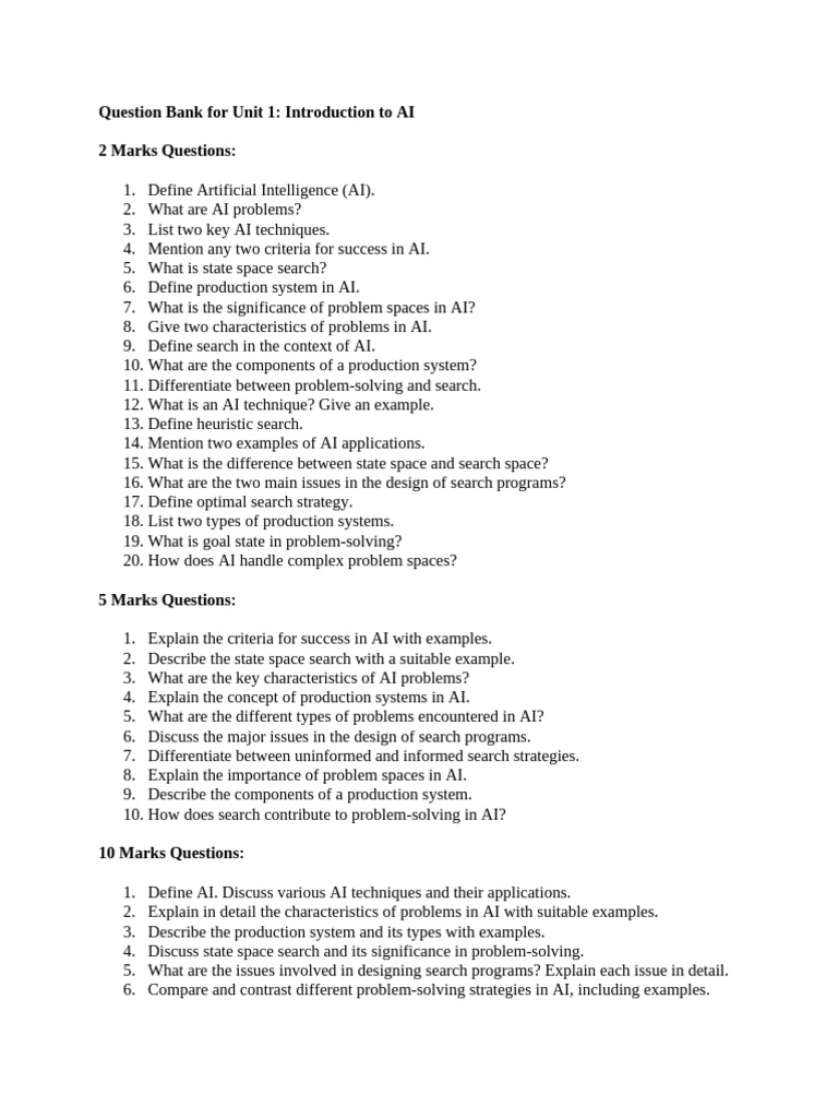 QB Ai Unit 1 | PDF