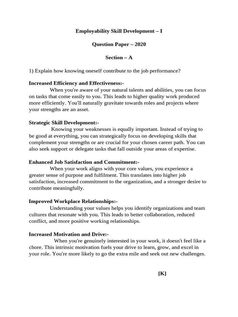 Employability Skill Development Solved Question Paper | PDF ...