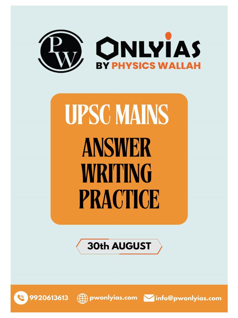 DAY 10 MODEL ANSWERS For MAINS Answer Writing Practice 30 August | PDF