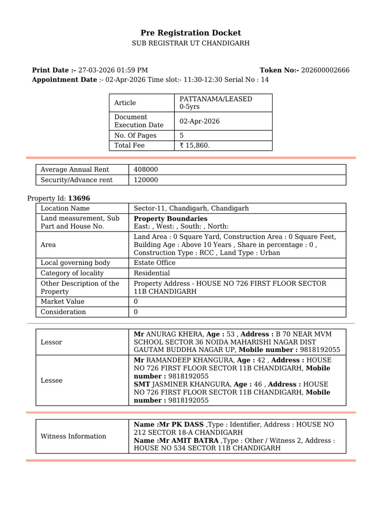Pre Registration Docket | PDF | Property Law | Property