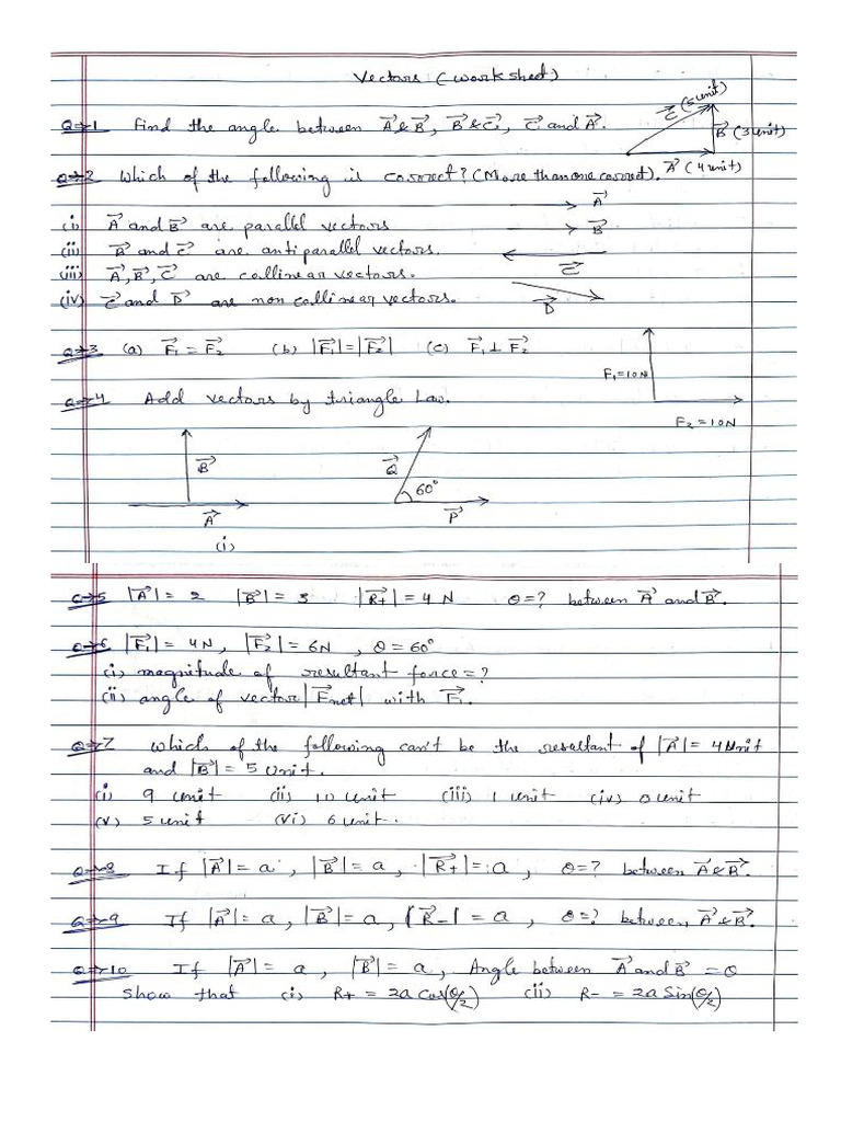 Vectors Worksheet | PDF