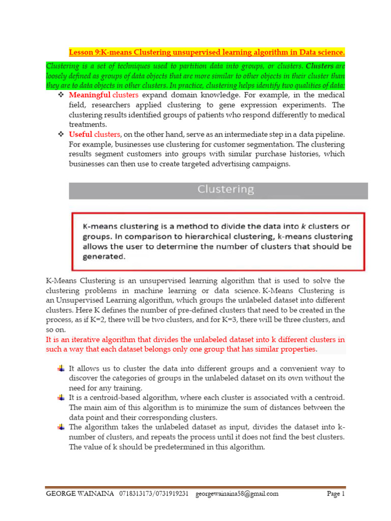L9 K-Means Clustering Algorithm. | PDF | Cluster Analysis | Machine ...