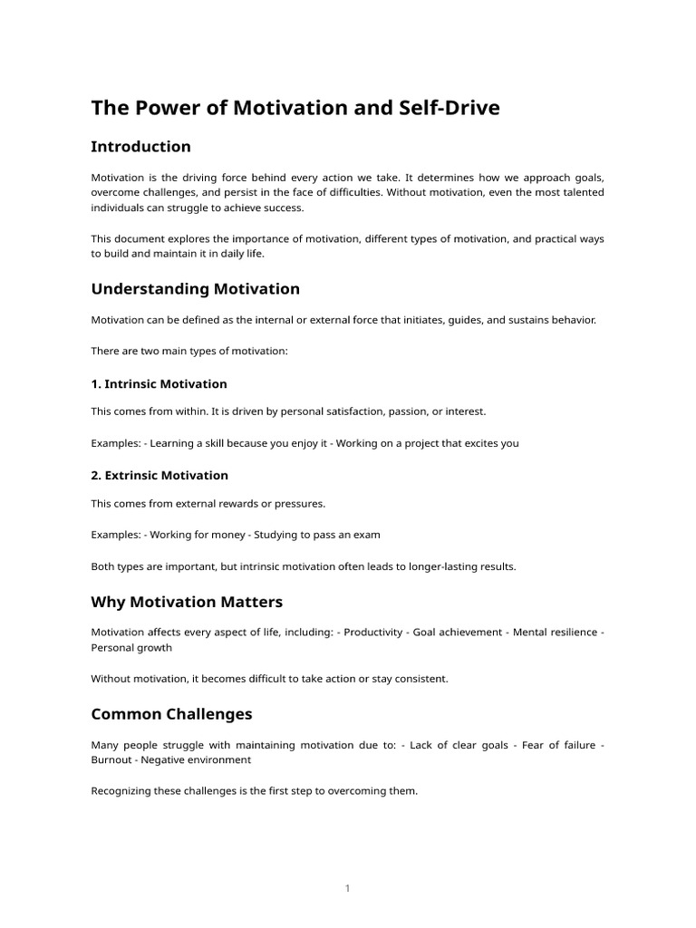 The Power of Motivation and Self-Drive | PDF | Motivational | Motivation
