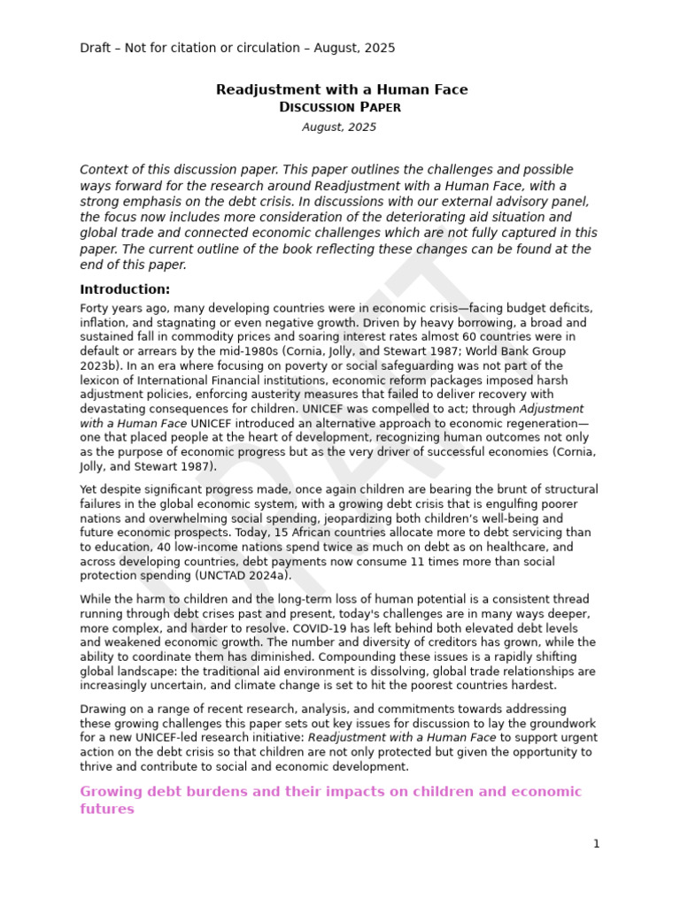 NOT For CIRCULATION - Draft - Readjustment Discussion Paper - With ...