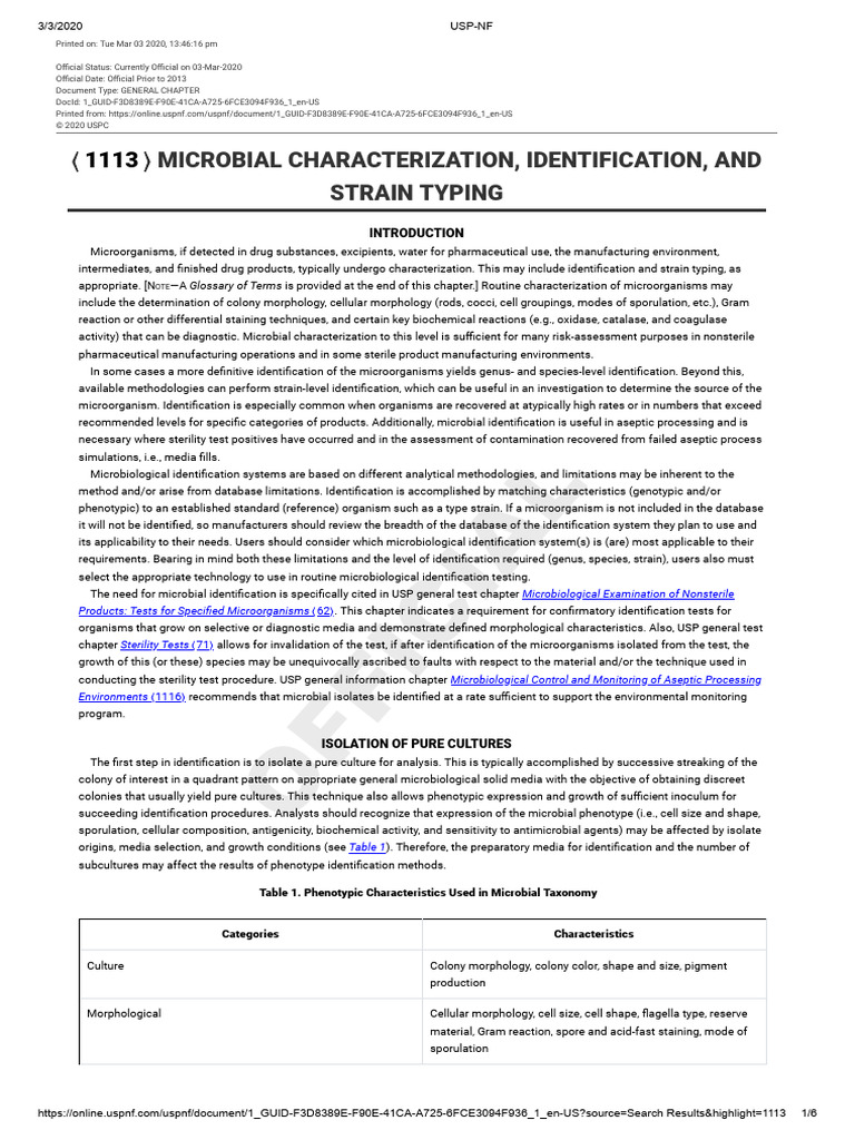 1113 Microbial Characterization Identification and Strain Typing Usp 43 ...