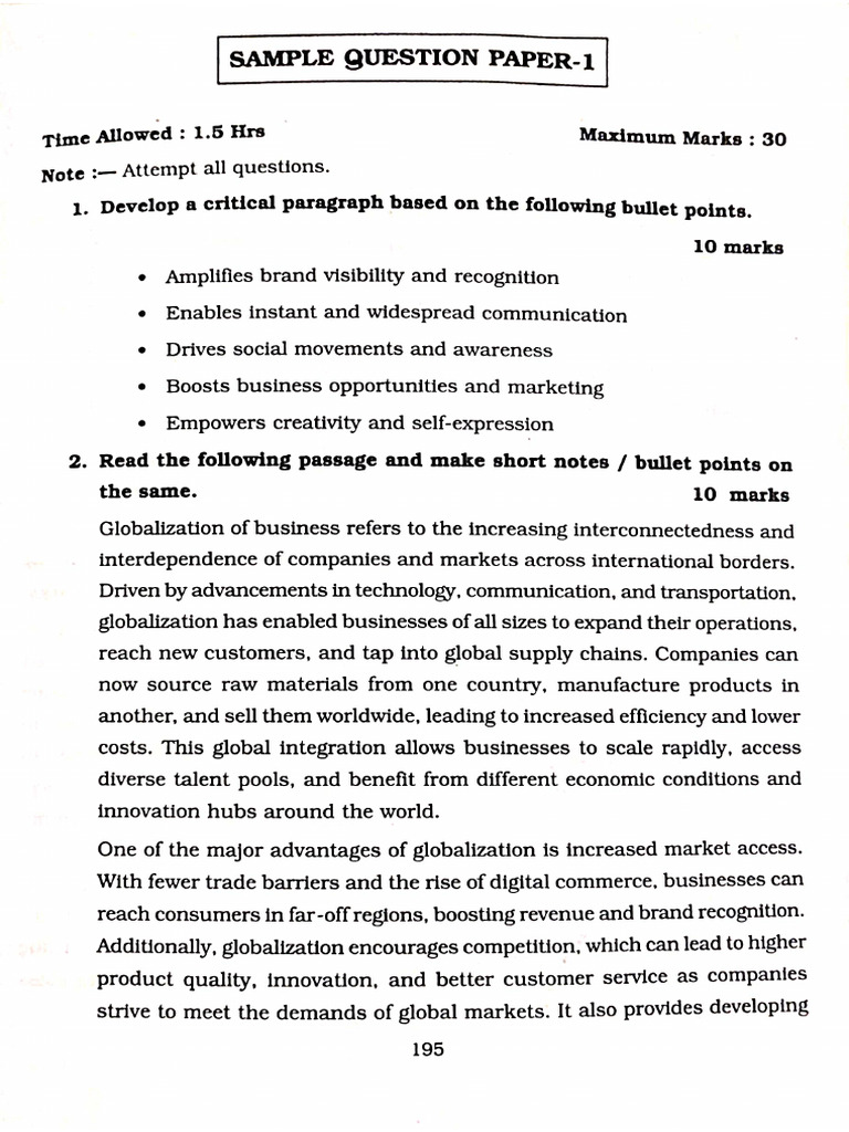 Sample Question Papers | PDF