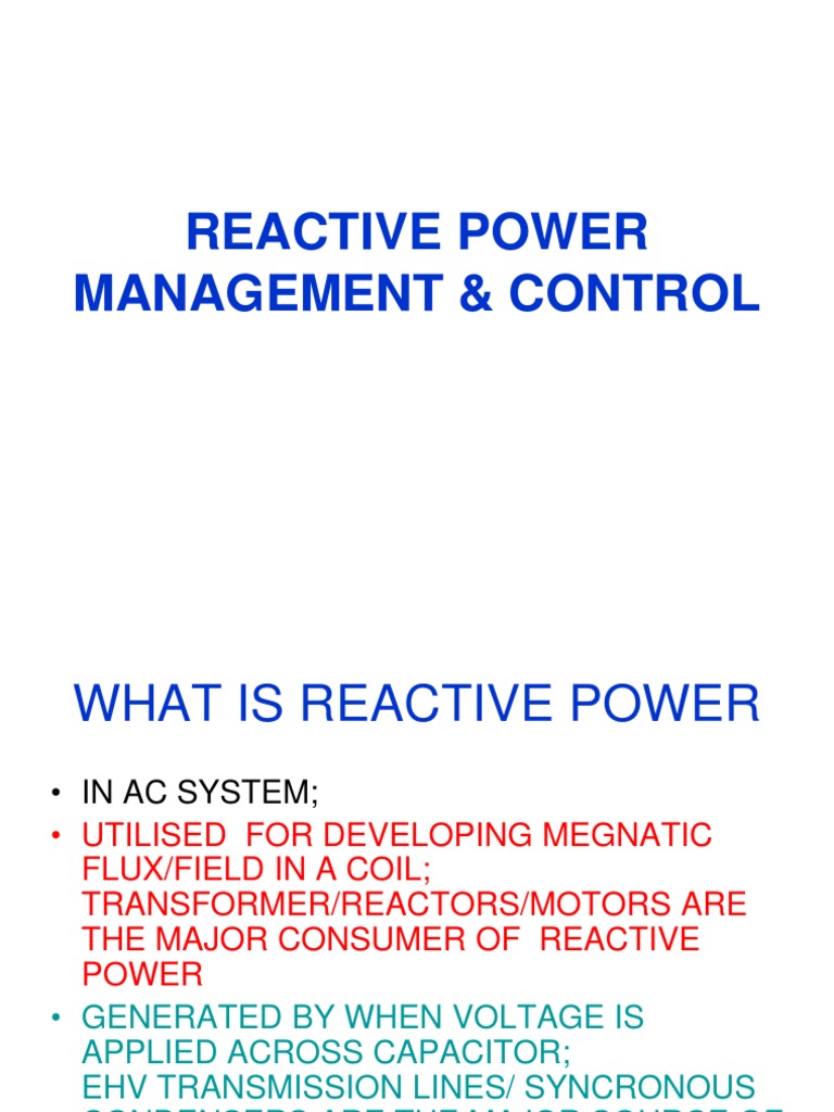 Reactive Power Management & Control