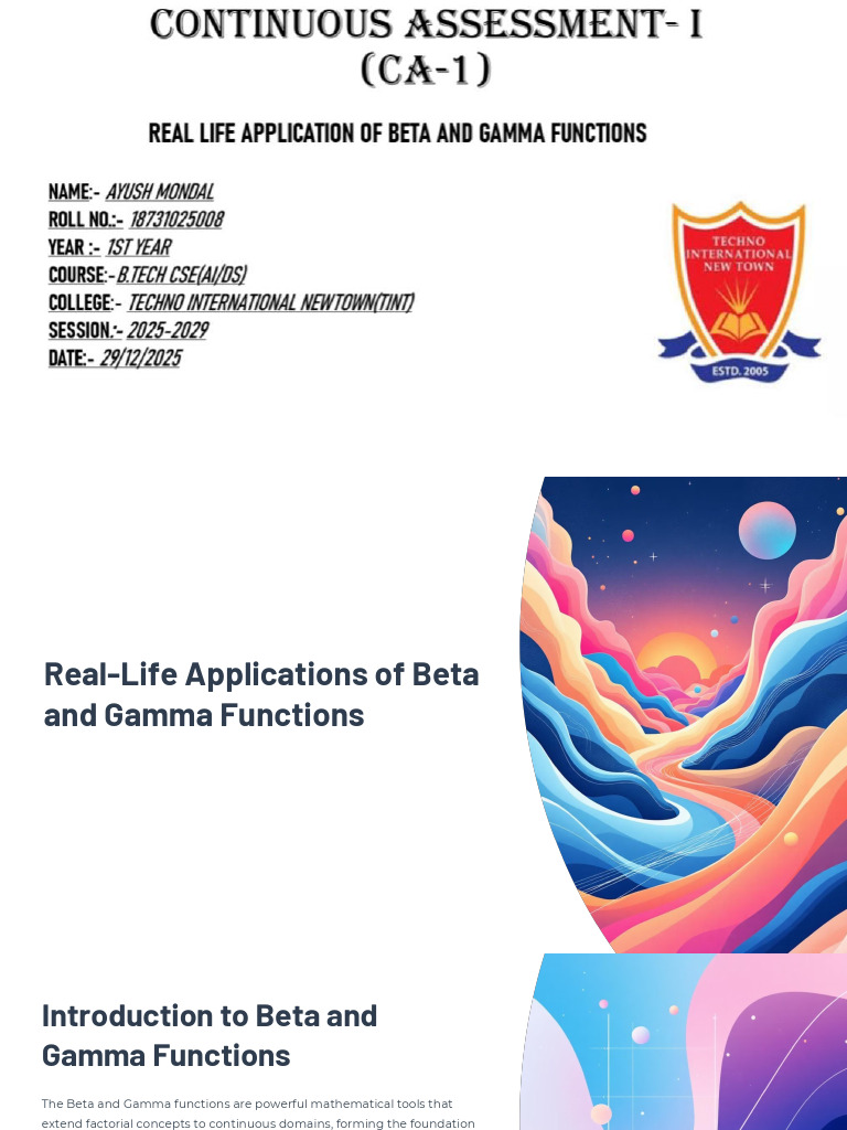 Real Life Applications of Beta and Gamma Functions | PDF | Function ...