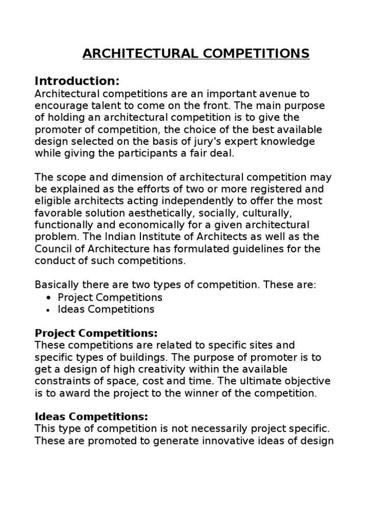 Architectural Competitions-Professional Practice | PDF | Architect | Design