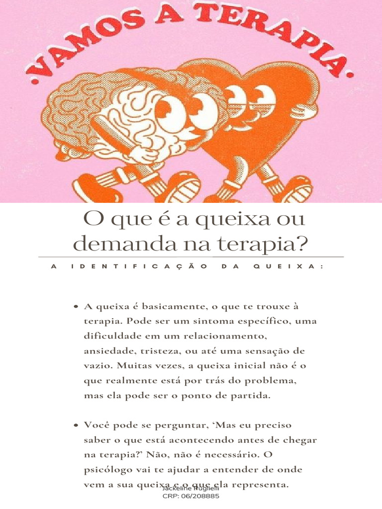 O Que É A Queixa Ou Demanda Na Terapia | PDF | Psicoterapia | Psicologia